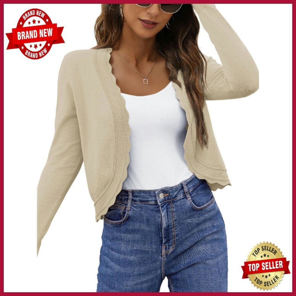 Long Sleeve Cropped Cardigan Shrug for Dresses S-XL Lightweight Knit